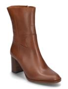 Rounded Wide 3/4 Shoes Boots Ankle Boots Ankle Boots With Heel Brown Apair