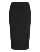 Pencil Skirt With Rome-Knit Opening Pencilnederdel Nederdel Black Mango