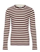 5X5 Classic Stripe Talika Top Tops T-shirts Long-sleeved T-Skjorte Burgundy Mads Nørgaard