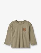 T-Shirt L/S Barny Tops T-shirts Long-sleeved T-Skjorte Khaki Green Wheat