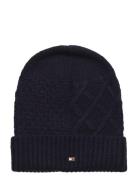 Th Flag Cable Knit Beanie Accessories Headwear Beanies Navy Tommy Hilfiger