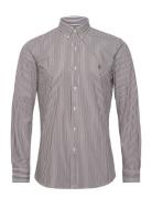 Slim Fit Striped Stretch Poplin Shirt Tops Shirts Casual Brown Polo Ralph Lauren