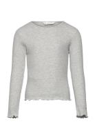 Ribbed Long-Sleeved T-Shirt Tops T-shirts Long-sleeved T-Skjorte Grey Mango