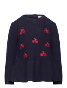 Lambwool Blouse W. Frill & Bow Emb Tops Blouses & Tunics Navy Copenhagen Colors