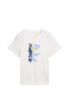 T-Shirt Crew Neck Artwork Tops T-shirts & Tops Short-sleeved White Tom Tailor