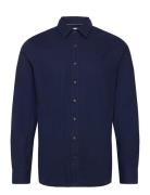 Structured Engineered Slim Shirt Tops Shirts Business Navy Michael Kors