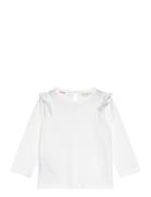 Long -Sleeved T-Shirt With Ruffles Tops T-shirts Long-sleeved T-Skjorte White Mango