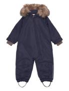 Baby Snowsuit W. Fake Fur Outerwear Coveralls Snow-ski Coveralls & Sets Navy En Fant