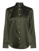 30Mm Silk Charmeuse-Lsl-Bfs Tops Shirts Long-sleeved Green Polo Ralph Lauren