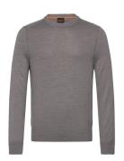 Avac_C Tops Knitwear Round Necks Grey BOSS