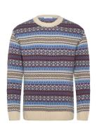 Knitted Fair Isle Crew Neck - Rws Tops Knitwear Round Necks Multi/patterned Knowledge Cotton Apparel