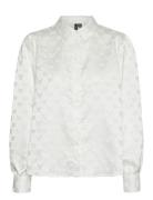 Vmviga Jacquard Ls Shirt Wvn Ga Tops Shirts Long-sleeved White Vero Moda