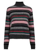 Nuriette Stripe Highneck Pullover Tops Knitwear Turtleneck Grey Nümph