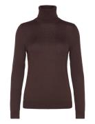 Silk-Blend Turtleneck Sweater Tops Knitwear Turtleneck Brown Lauren Ralph Lauren