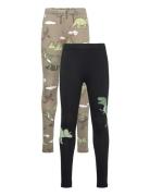 Leggings 2 Pack Dino Bottoms Leggings Khaki Green Lindex