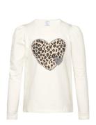 Top L S With Leo Applique Tops T-shirts Long-sleeved T-Skjorte White Lindex