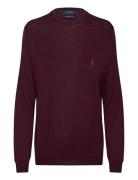 Slim Fit Washable Wool Crewneck Sweater Tops Knitwear Round Necks Burgundy Polo Ralph Lauren