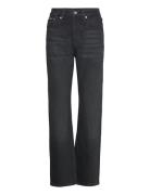 High Rise Straight Bottoms Jeans Straight-regular Black Calvin Klein Jeans