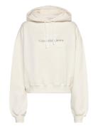 Chenille Monologo Hoodie Tops Sweatshirts & Hoodies Hoodies Cream Calvin Klein Jeans