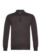 Melvin Poloshirt Tops Knitwear Long Sleeve Knitted Polos Brown Oscar Jacobson