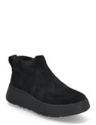 F-Mode Suede Flatform Zip Ankle Boots Shoes Boots Ankle Boots Ankle Boots Flat Heel Black FitFlop