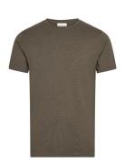 Basic Tee S/S In Melange Tops T-Kortærmet Skjorte Khaki Green Lindbergh