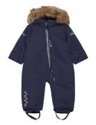 Toddler Padded Jumpsuit With Fur Outerwear Coveralls Snow-ski Coveralls & Sets Navy ISBJÖRN Of Sweden