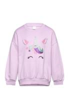 Sweatshirt Unicorn Face Tops Sweatshirts & Hoodies Sweatshirts Purple Lindex