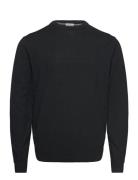 100 % Merino Crew Neck Knit Tops Knitwear Round Necks Black Lindbergh Black