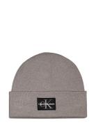 Mono Logo Patch Beanie Warm Accessories Headwear Beanies Grey Calvin Klein