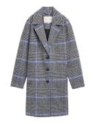 Long Check Coat Outerwear Coats Winter Coats Navy Tom Tailor