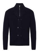 Bs Vilhelm Regular Fit Knitwear Tops Knitwear Half Zip Jumpers Navy Bruun & Stengade