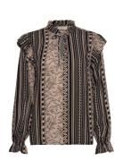 Fqtidy-Blouse Tops Blouses Long-sleeved Brown FREE/QUENT