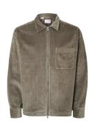 Slh-Jake Cord Overshirt Ls Zip Noos Tops Overshirts Brown Selected Homme