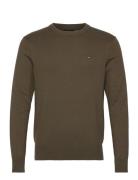 Pima Org Ctn Cashmere Crew Neck Tops Knitwear Round Necks Khaki Green Tommy Hilfiger