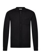 Merino Polo Collar Zip Cardigan Tops Knitwear Full Zip Jumpers Black Lindbergh