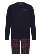 Ls Flannel Pj Set Print Pyjamas Nattøj Navy Tommy Hilfiger