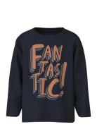 Nmmvictor Ls Nreg Top Tops T-shirts Long-sleeved T-Skjorte Navy Name It