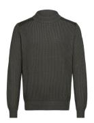 Stanley Mock Neck Jumper Tile Green / Mid Grey Heather Tops Knitwear Round Necks Khaki Green Belstaff