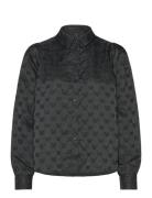 Vmviga Jacquard Ls Shirt Wvn Ga Tops Shirts Long-sleeved Black Vero Moda