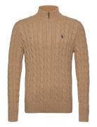 Cable-Knit Cotton Sweater Tops Knitwear Half Zip Jumpers Beige Polo Ralph Lauren