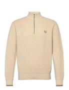 Waffle Stitch Half Zip Jmpr Tops Knitwear Half Zip Jumpers Beige Fred Perry