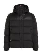 Mix Down Hooded Puffer Jacket Foret Jakke Black Tommy Hilfiger