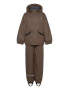 Pu Rain Set Rec Warm Animal Susp104 Outerwear Rainwear Rainwear Sets Brown Mikk-line