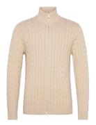 Slhryan Structure Full Zip Tops Knitwear Full Zip Jumpers Beige Selected Homme