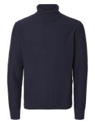 Slhaxel Ls Knit Roll Neck Noos Tops Knitwear Turtlenecks Navy Selected Homme