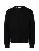 Slhcody Ls Knit Relaxed Crew Neck Noos Tops Knitwear Round Necks Black Selected Homme