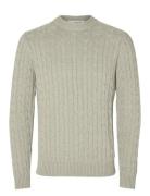 Slhryan Structure Crew Neck Tops Knitwear Round Necks Grey Selected Homme