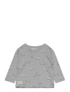 Skater Printed T-Shirt Tops T-shirts Long-sleeved T-Skjorte Blue Mango