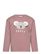 T-Shirt Koala Tops T-shirts Long-sleeved T-Skjorte Pink Mango